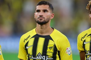 JEDDAH, SAUDI ARABIA - AUGUST 29: Houssem Aouar of Al Ittihad looks on prior the Saudi Pro League match between Al Ittihad&nbsp;and&nbsp;Al Taawoun at King Abdullah Sports City on August 29, 2024 in Jeddah, Saudi Arabia. (Photo by Yasser Bakhsh/Getty Images)