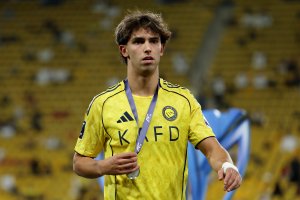 RIYADH, SAUDI ARABIA - MAY 16: Joao Felix of Al Nassr with his runners up medal following the AFC Champions League 2 Final between Al Nassr and Gamba Osaka at King Saud University Stadium on May 16, 2026 in Riyadh, Saudi Arabia. (Photo by Yasser Bakhsh/Getty Images)