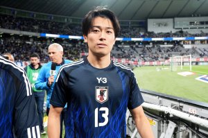 CHOFU, JAPAN - OCTOBER 14: Keito Nakamura of Japan looks on after the international friendly match between Japan and Brazil at Tokyo Stadium on October 14, 2025 in Chofu, Tokyo, Japan. (Photo by Koji Watanabe/Getty Images)