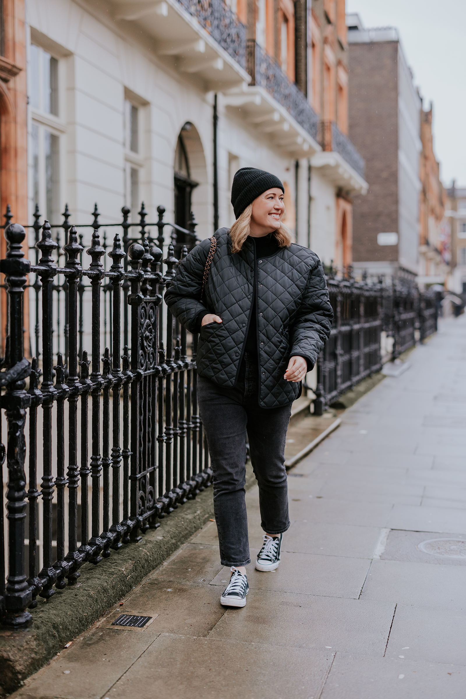 Wit & Whimsy wearing Quilted Jacket