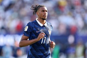 EAST RUTHERFORD, NEW JERSEY - JUNE 30: Michael Olise #11 of France during the FIFA World Cup 2026 Round Of 32 match between France and Sweden at New York New Jersey Stadium on June 30, 2026 in East Rutherford, New Jersey. (Photo by Dan Mullan/Getty Images)