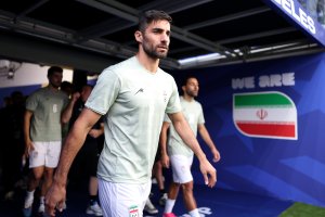 INGLEWOOD, CALIFORNIA - JUNE 15: Milad Mohammadi #5 of IR Iran walks out the tunnel for the warm up before the FIFA World Cup 2026 Group G match between IR Iran and New Zealand at Los Angeles Stadium on June 15, 2026 in Inglewood, California. (Photo by Richard Heathcote/Getty Images)