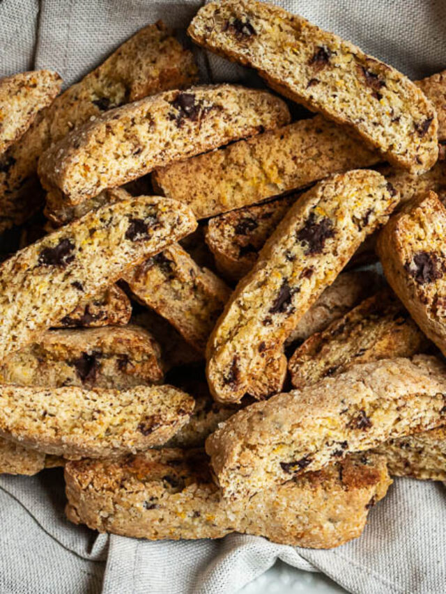 closeup of orange chocolate biscotti