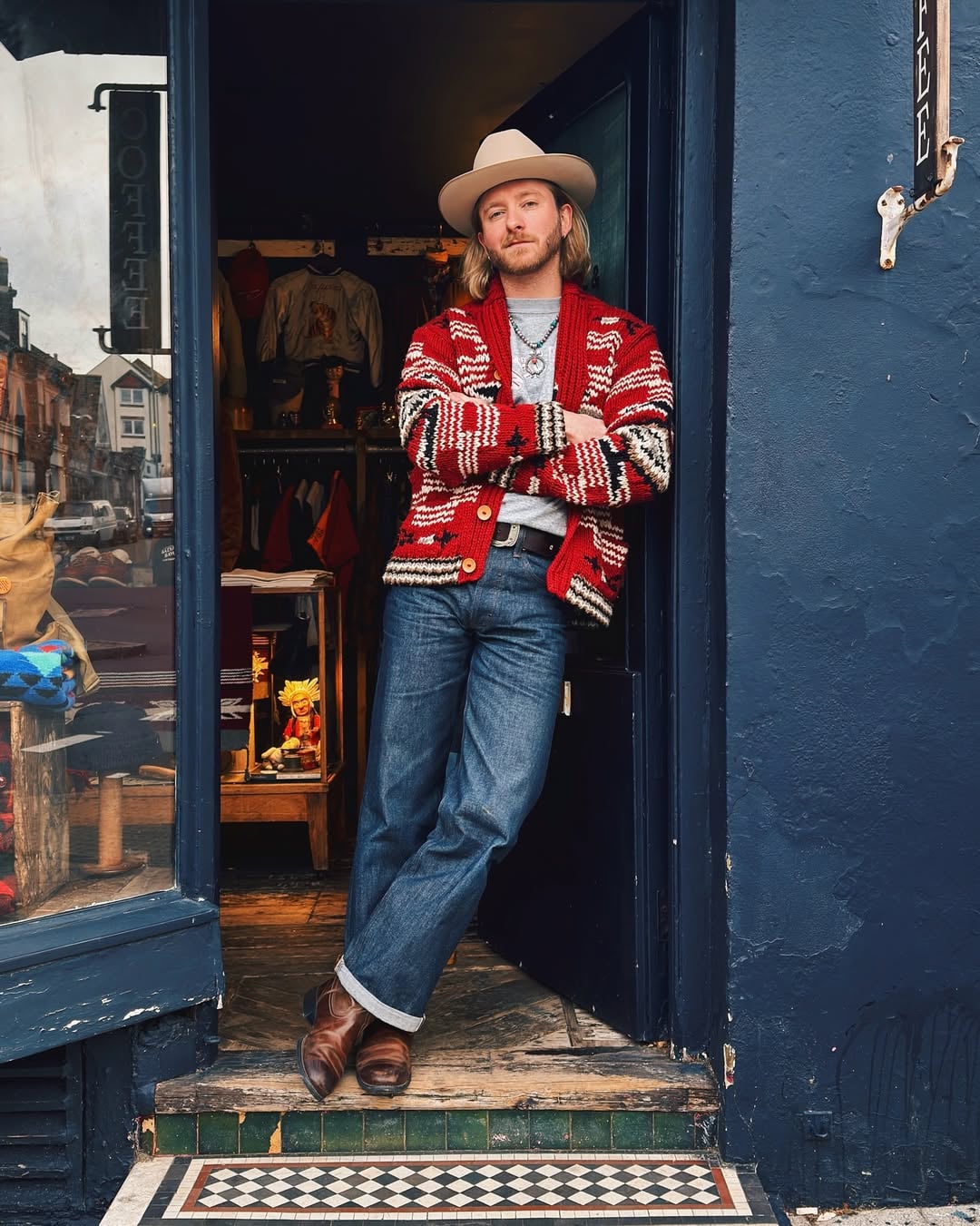 lewiscrutchley red cardigan