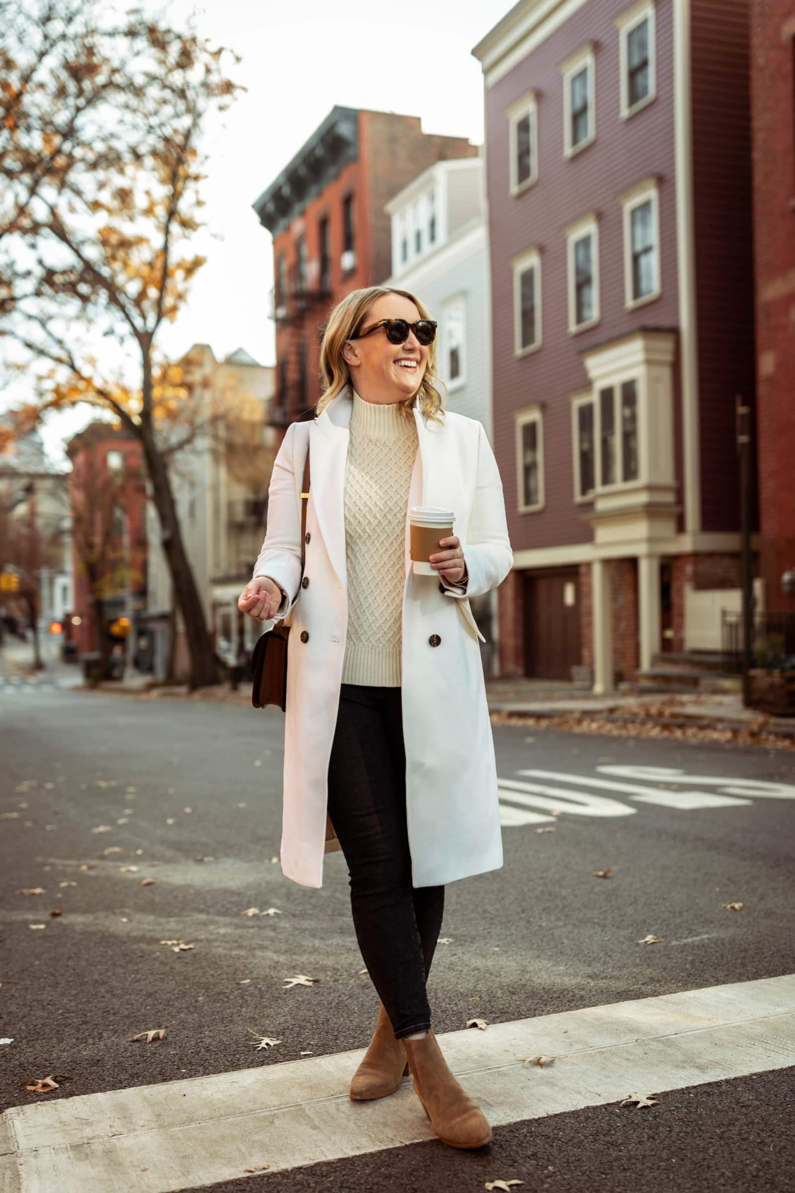 Styling Winter Classics I J.Crew Double Breasted Coat I Cable Knit Sweater and Suede Rag & Bone Boots