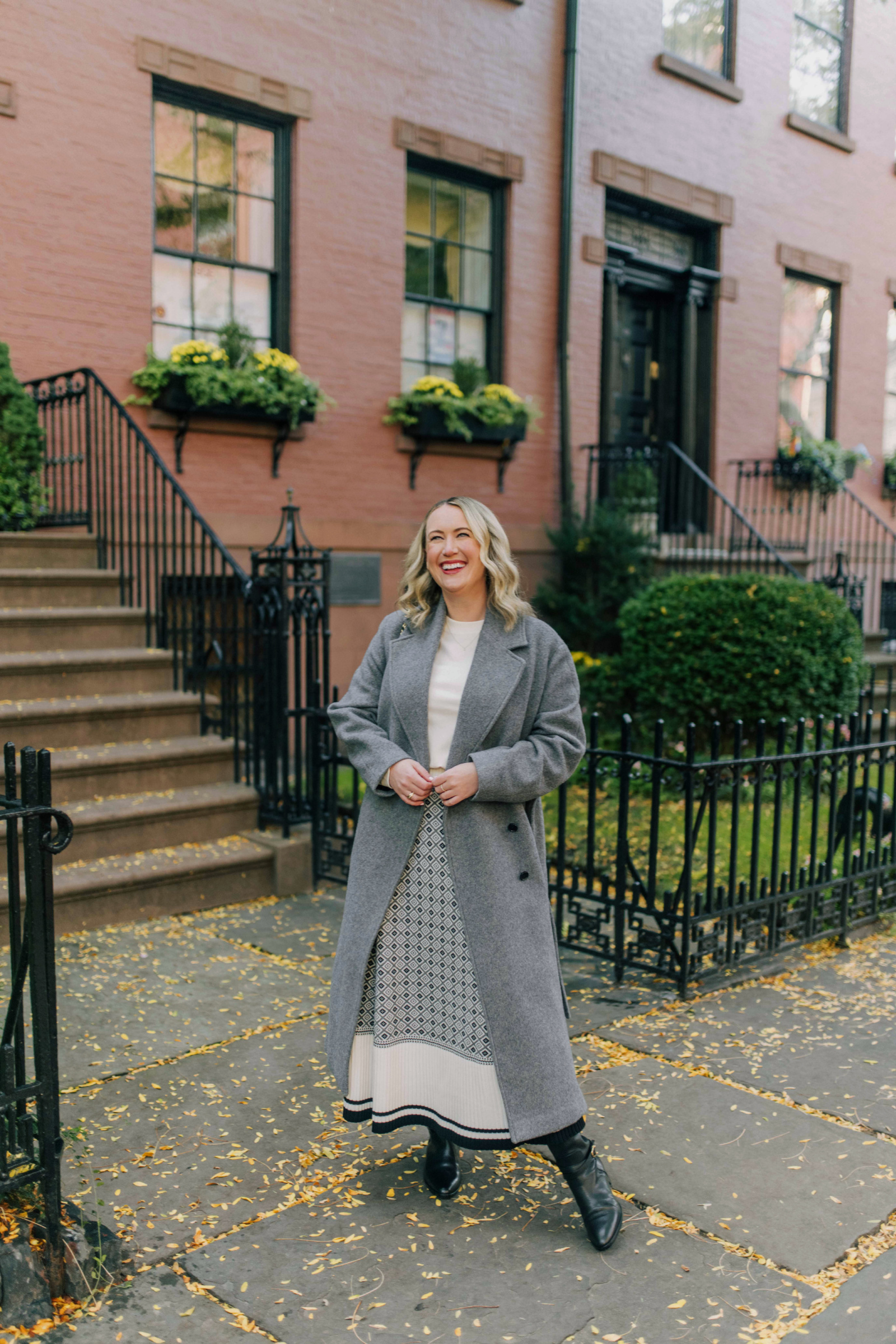 Wrap Coat and Knit Skirt